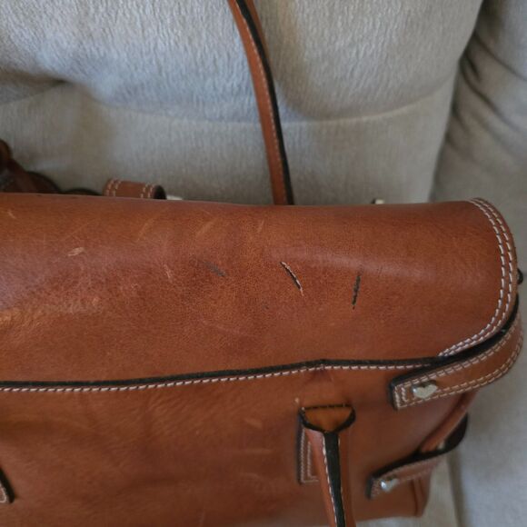 Vintage Luella Brown Leather Gisele Satchel Handbag Heart Tote Buckle Bag - Picture 5 of 6